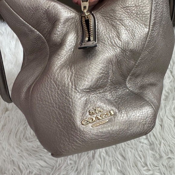 Coach Pebble Leather PHOEBE Shoulder Bag Light Gold Metallic F34495 - Picture 5 of 10